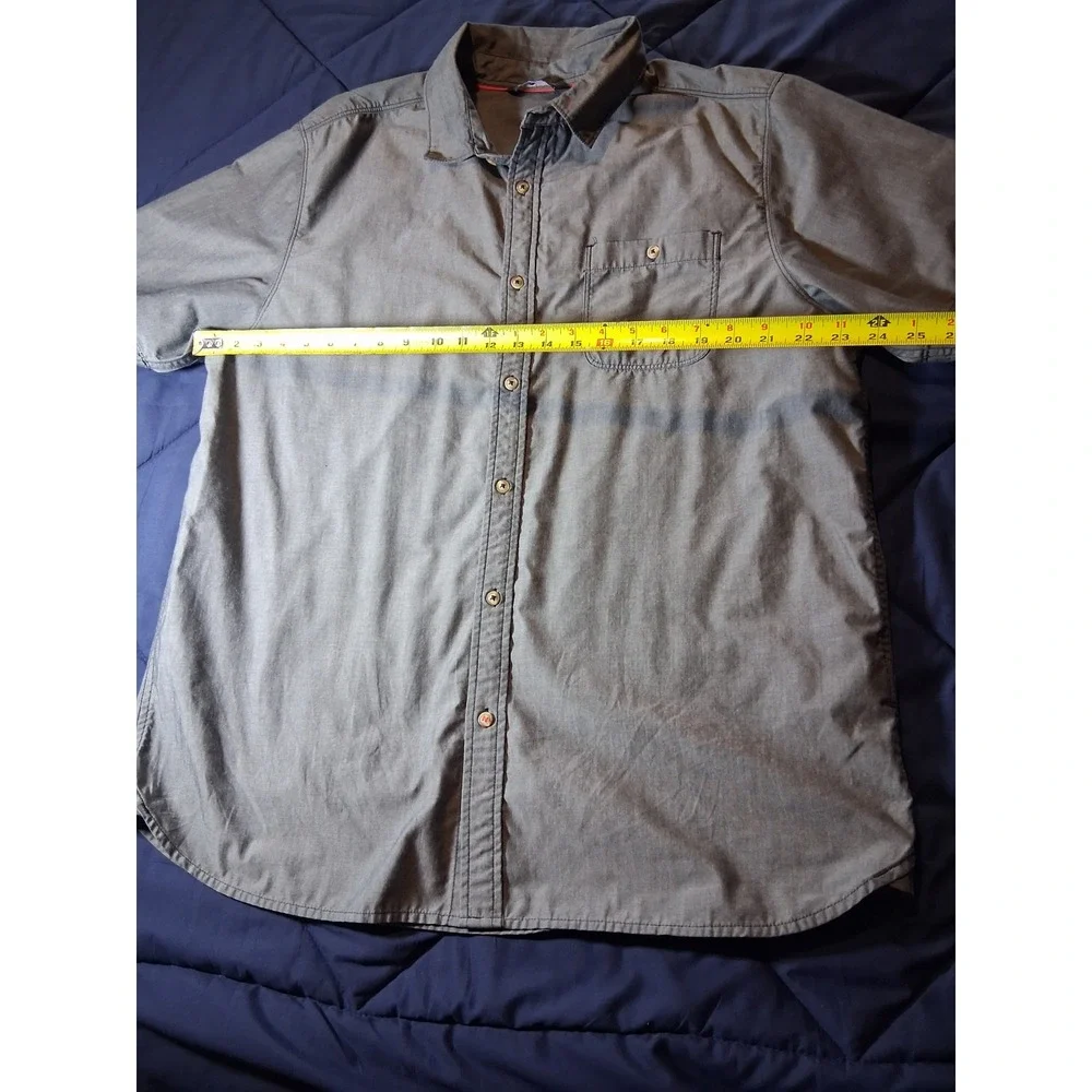 The North Face Mens XL Gray Short Sleeve Button Down Shirt Chest Pocket Casual